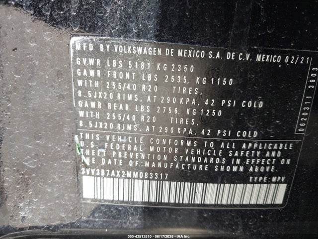 3VV3B7AX2MM083317 Volkswagen Tiguan