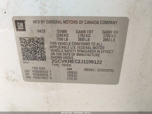 2018 CHEVROLET SILVERADO 1500 2GCVKREC2J1109122 Photo 8