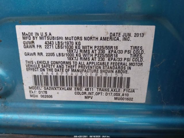 2013 MITSUBISHI OUTLANDER SPORT 4A4AP5AU5DE025153 Photo 8