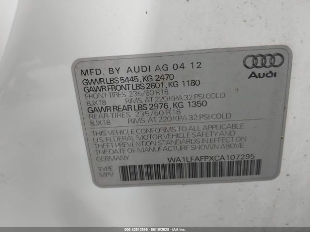 2012 AUDI Q5 WA1LFAFPXCA107295 Photo 8