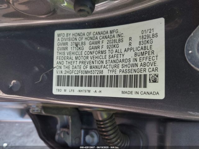 2021 HONDA CIVIC 2HGFC2F60MH537298 Photo 8