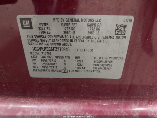 1GCVKREC6FZ370946 Chevrolet Silverado 1500 1lt