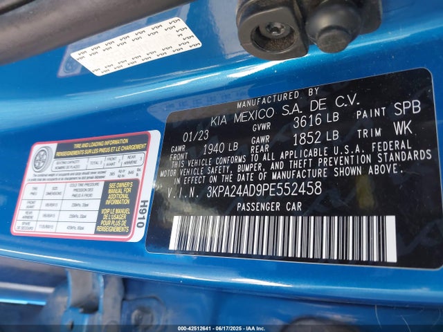3KPA24AD9PE552458 KIA mpi gamma ii