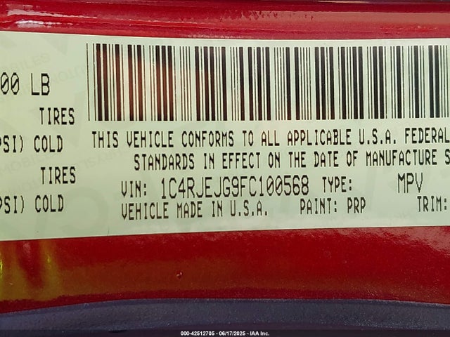 1C4RJEJG9FC100568 Jeep 2015