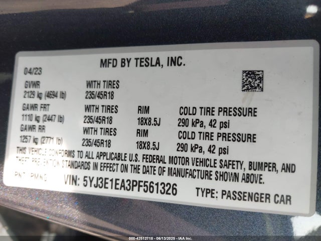 2023 TESLA MODEL 3 5YJ3E1EA3PF561326 Photo 8