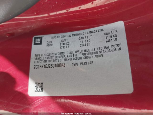 2011 CHEVROLET CAMARO 2G1FK1EJ2B9100842 Photo 8