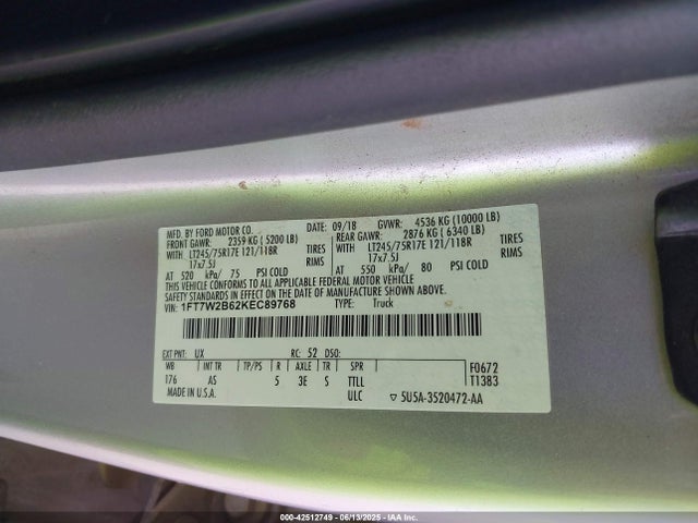 1FT7W2B62KEC89768 Ford 2019