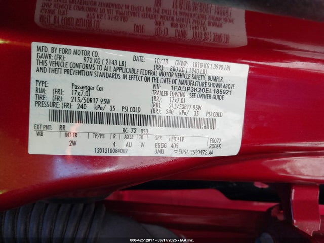 1FADP3K20EL185921 Ford 2014