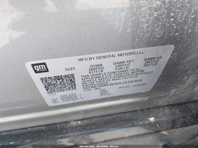 5GAEVBKWXRJ125309 Buick lfy