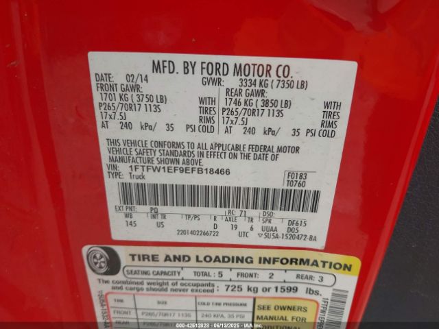 1FTFW1EF9EFB18466 Ford F-150 Xlt