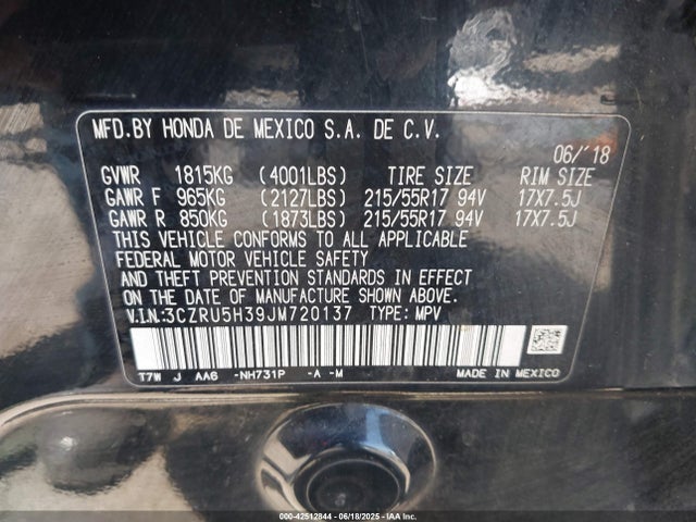 3CZRU5H39JM720137 Honda r18z9