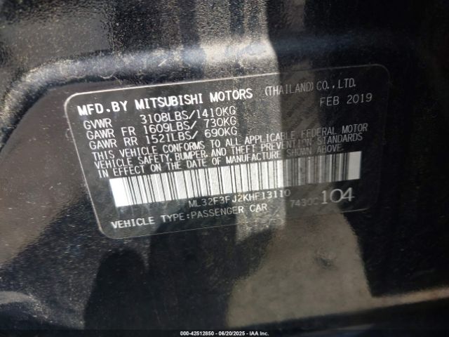 2019 MITSUBISHI MIRAGE G4 ML32F3FJ2KHF13110 Photo 8