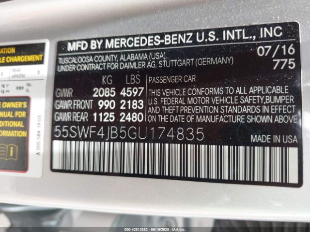55SWF4JB5GU174835 Mercedes-Benz C-Class