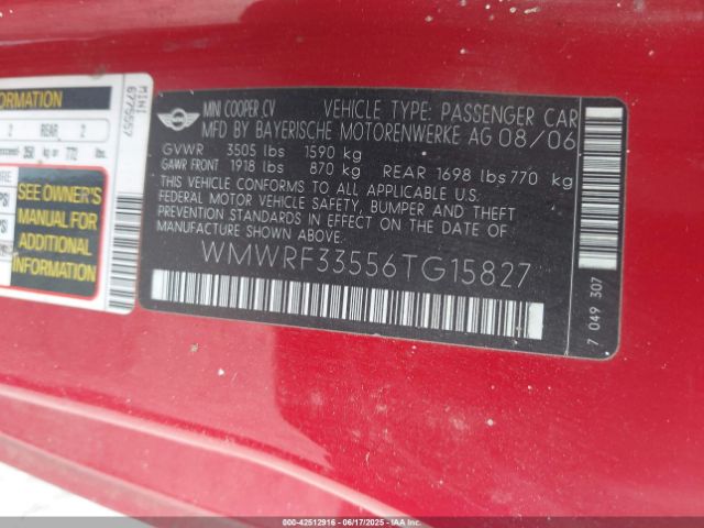 2006 MINI COOPER WMWRF33556TG15827 Photo 8