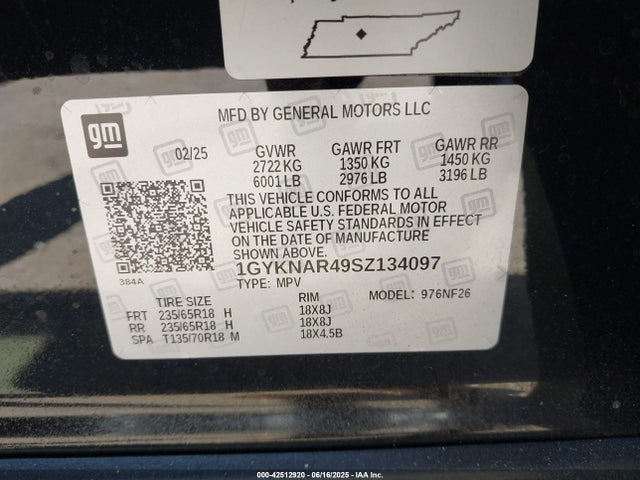 2025 CADILLAC XT5 1GYKNAR49SZ134097 Photo 8