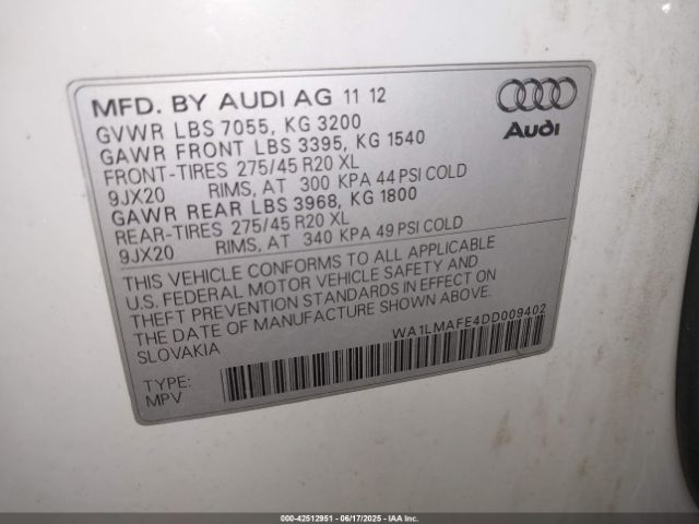 2013 AUDI Q7 WA1LMAFE4DD009402 Photo 8
