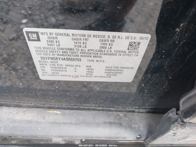 2010 CADILLAC SRX 3GYFNGEY4AS653793 Photo 8