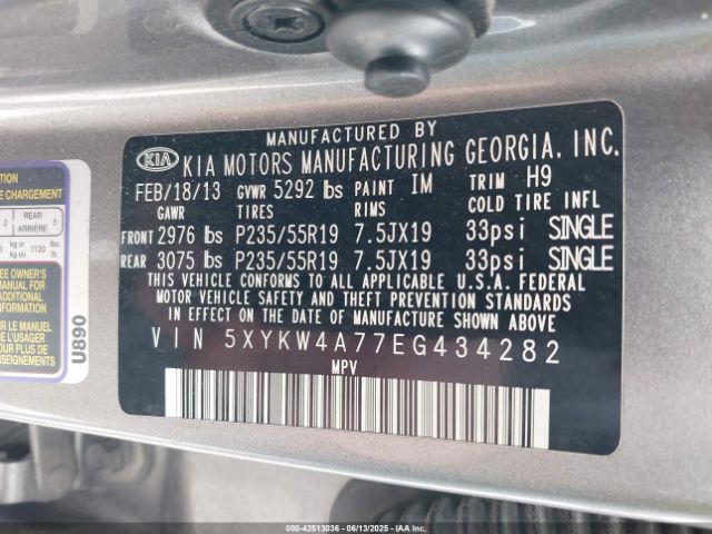 5XYKW4A77EG434282 KIA SORENTO SX