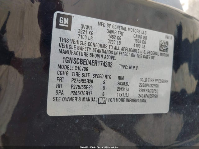 1GNSCBE04ER174393 Chevrolet lmg - flex fuel (gas/alc), cylinder deactivation iron