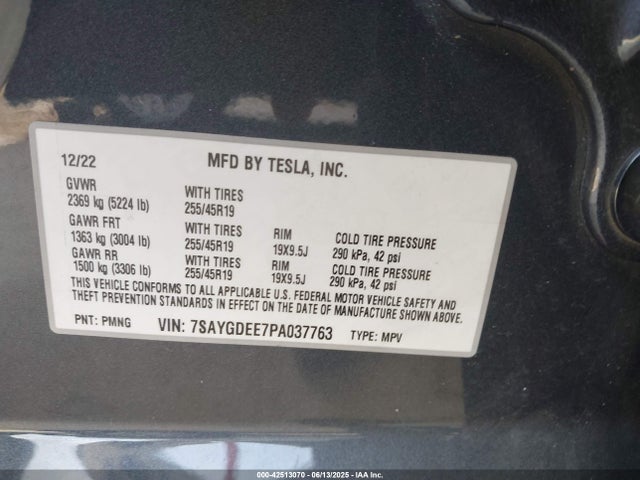 2023 TESLA MODEL Y 7SAYGDEE7PA037763 Photo 8