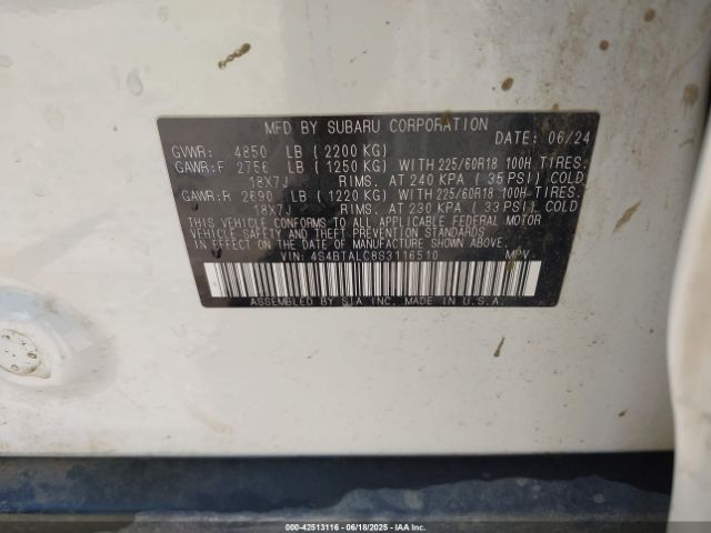 2025 SUBARU OUTBACK 4S4BTALC8S3116510 Photo 8