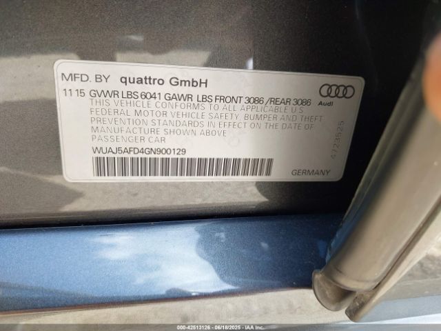 2016 AUDI S8 WUAJ5AFD4GN900129 Photo 8
