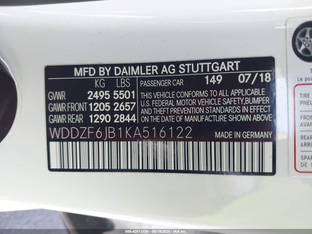 WDDZF6JB1KA516122 Mercedes-Benz m276