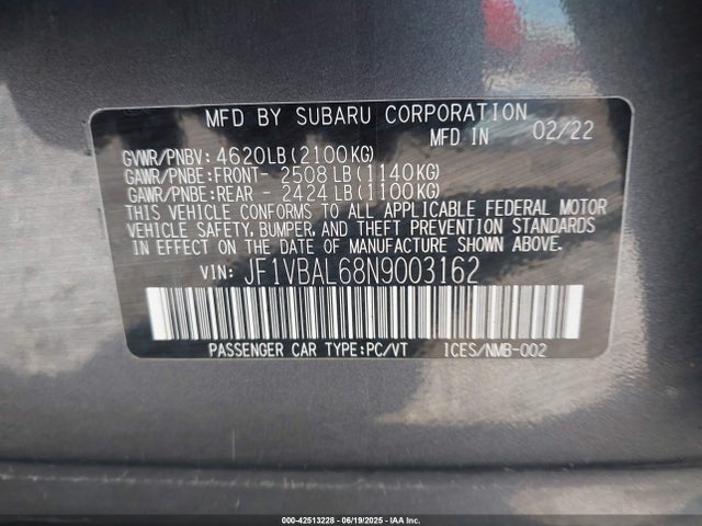 Subaru dib 2022 JF1VBAL68N9003162 Image 9