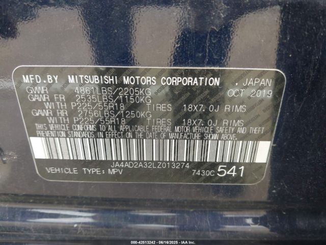 2020 MITSUBISHI OUTLANDER JA4AD2A32LZ013274 Photo 8
