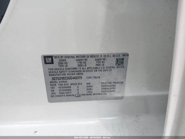 3GTU2VEC5EG442979 GMC l83 - vvt, afm (active fuel management), aluminum