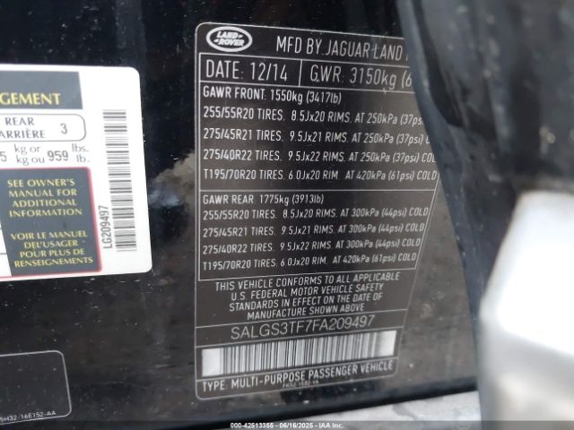 SALGS3TF7FA209497 Land Rover Range Rover 5.0l V8 Supercharged