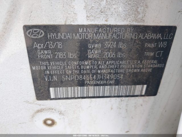 2018 HYUNDAI ELANTRA 5NPD84LF4JH349054 Photo 8