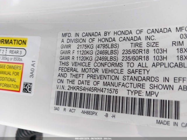 Honda l15be 2024 2HKRS4H45RH471576 Image 9