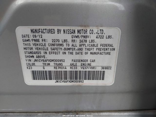 2013 INFINITI G37 JN1CV6APXDM300952 Photo 8