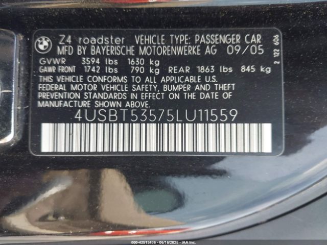 2005 BMW Z4 4USBT53575LU11559 Photo 8