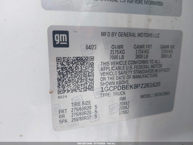 Chevrolet l3b 2023 1GCPDBEK8PZ261620 Image 9
