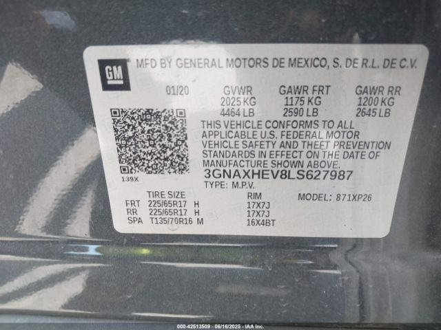 2020 CHEVROLET EQUINOX 3GNAXHEV8LS627987 Photo 8