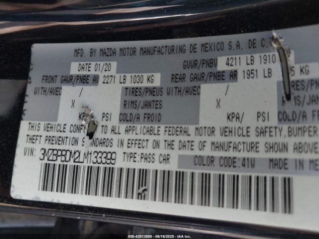 2020 MAZDA MAZDA3 3MZBPBDM2LM133399 Photo 8
