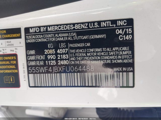 2015 MERCEDES-BENZ C 300 55SWF4JBXFU064488 Photo 8