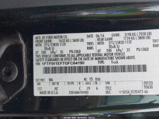 2016 FORD F-150 1FTFW1EF7GFC64190 Photo 8