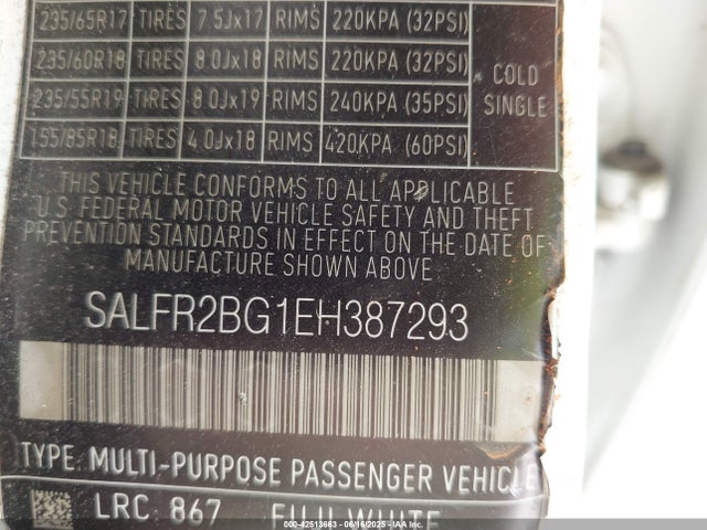 SALFR2BG1EH387293 Land Rover LR2