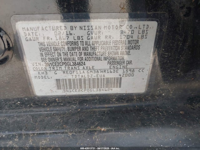 3N1CE2CP0GL384624 Nissan VERSA NOTE