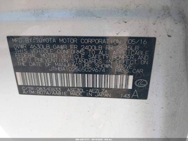 2016 LEXUS IS 200T JTHBA1D25G5029674 Photo 8