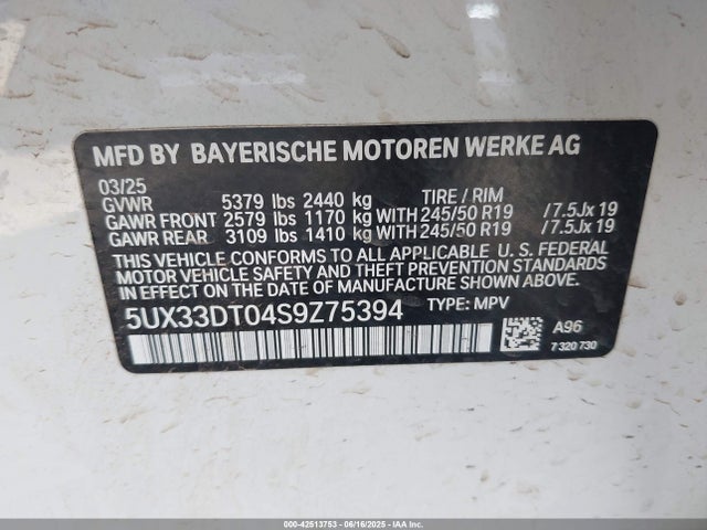 5UX33DT04S9Z75394 BMW 2025