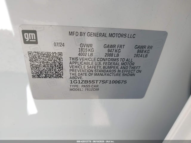 1G1ZB5ST7SF100675 Chevrolet lfv