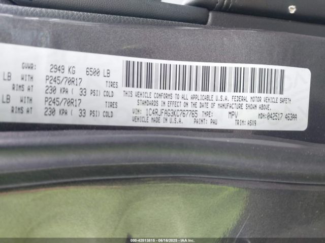 2019 JEEP GRAND CHEROKEE 1C4RJFAG3KC767765 Photo 8