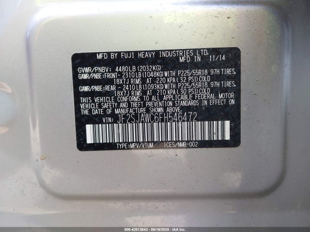 Subaru 2.5na u5 2015 JF2SJAWC6FH546472 Image 9
