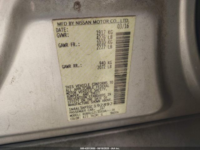 2016 NISSAN ALTIMA 1N4AL3AP1GC192892 Photo 8