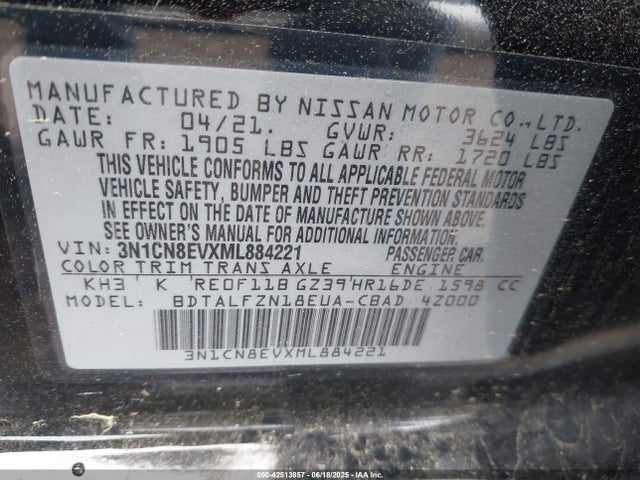Nissan 2021 2021 3N1CN8EVXML884221 Image 9