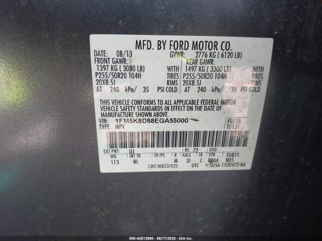 1FM5K8D88EGA55000 Ford 2014